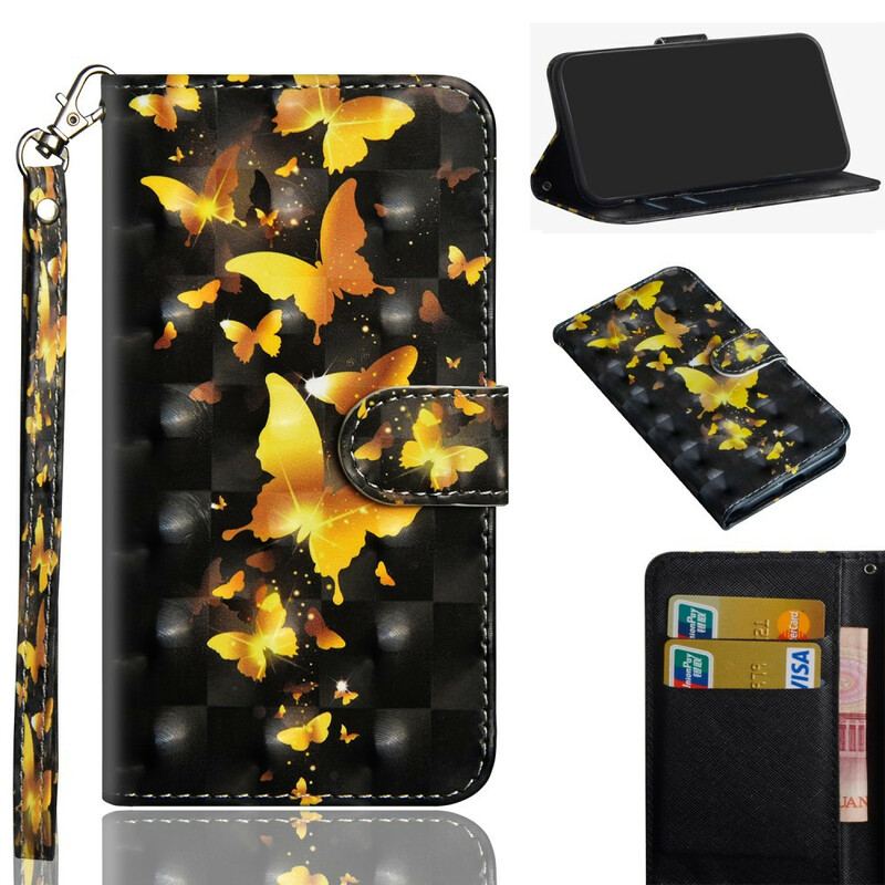 Capa Em Pele Para Samsung Galaxy Note 20 Ultra Borboletas Amarelas