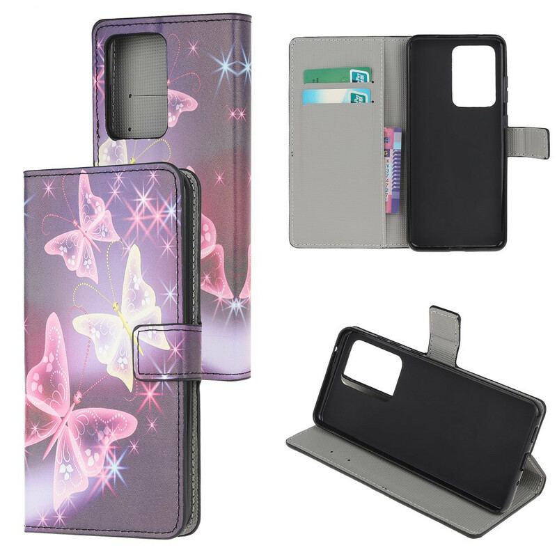 Capa Flip Para Samsung Galaxy Note 20 Ultra Borboletas Intensas