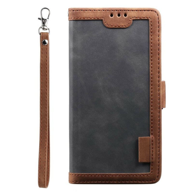 Capa Flip Para Samsung Galaxy Note 20 Ultra Couro Sintético Retrô Com Cordão