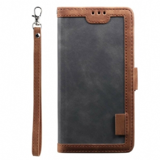 Capa Flip Para Samsung Galaxy Note 20 Ultra Couro Sintético Retrô Com Cordão