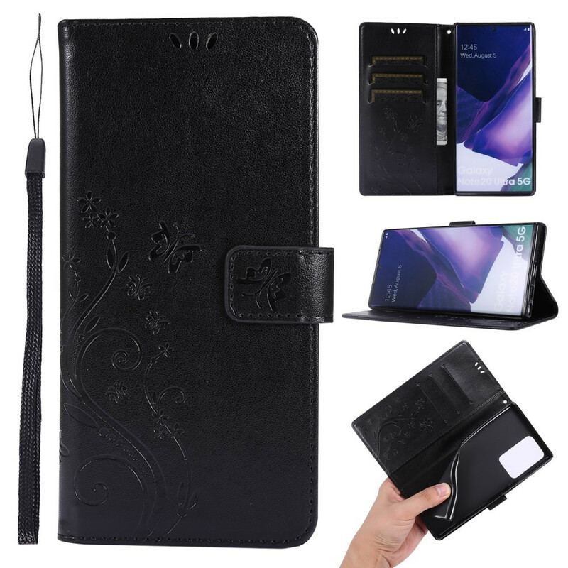 Capa Folio Para Samsung Galaxy Note 20 Ultra Borboletas Ao Vento