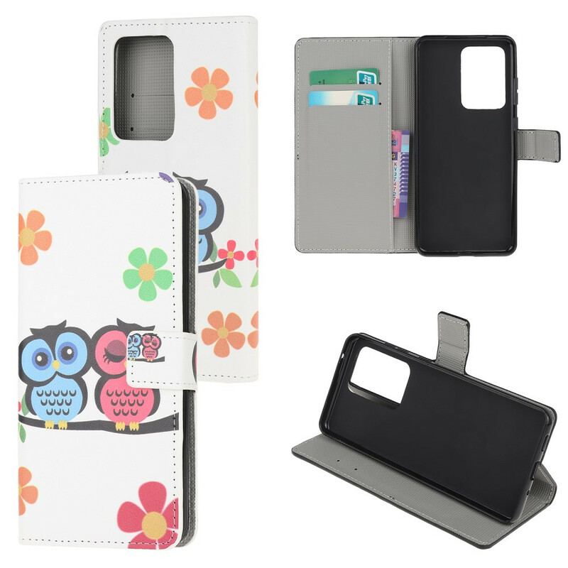 Capa Folio Para Samsung Galaxy Note 20 Ultra Par De Corujas