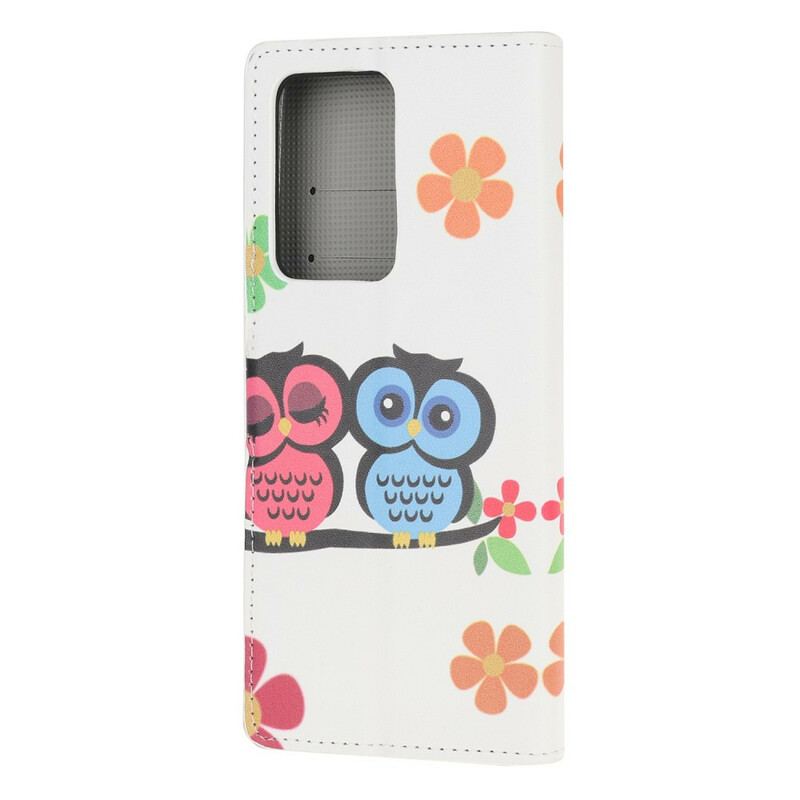 Capa Folio Para Samsung Galaxy Note 20 Ultra Par De Corujas