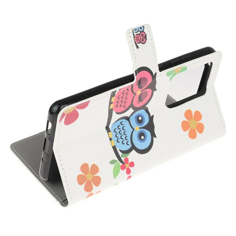 Capa Folio Para Samsung Galaxy Note 20 Ultra Par De Corujas