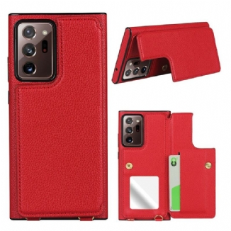 Capa Para Samsung Galaxy Note 20 Ultra Porta-cartões De Couro De Lichia