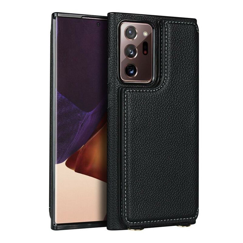 Capa Para Samsung Galaxy Note 20 Ultra Porta-cartões De Couro De Lichia