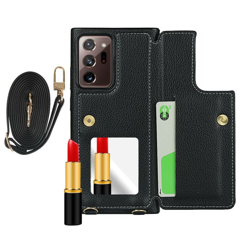 Capa Para Samsung Galaxy Note 20 Ultra Porta-cartões De Couro De Lichia