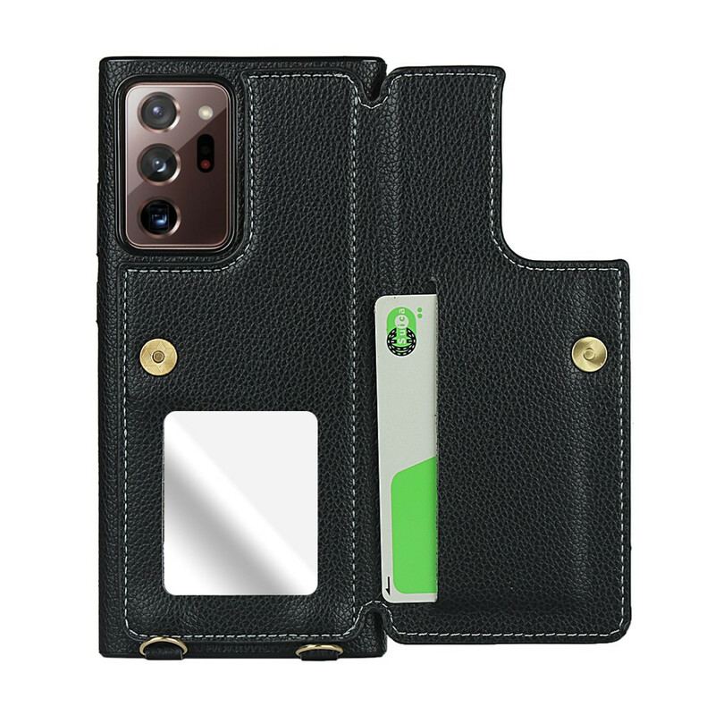 Capa Para Samsung Galaxy Note 20 Ultra Porta-cartões De Couro De Lichia