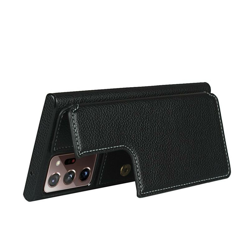 Capa Para Samsung Galaxy Note 20 Ultra Porta-cartões De Couro De Lichia