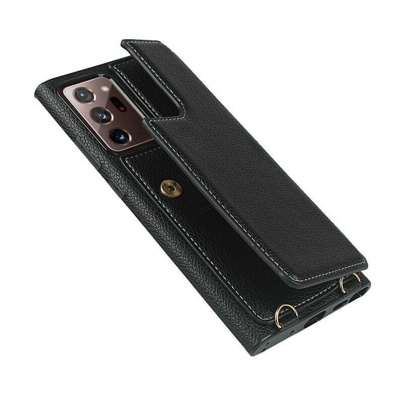 Capa Para Samsung Galaxy Note 20 Ultra Porta-cartões De Couro De Lichia