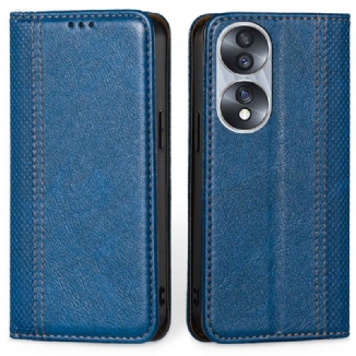 Capa De Celular Para Honor 70 Flip Costura De Couro De Lichia