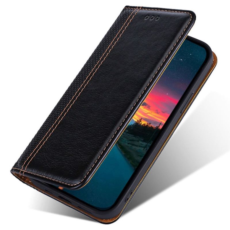 Capa De Celular Para Honor 70 Flip Costura De Couro De Lichia