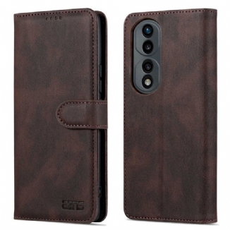 Capa Flip Para Honor 70 Costuras Expostas Efeito Couro Azns