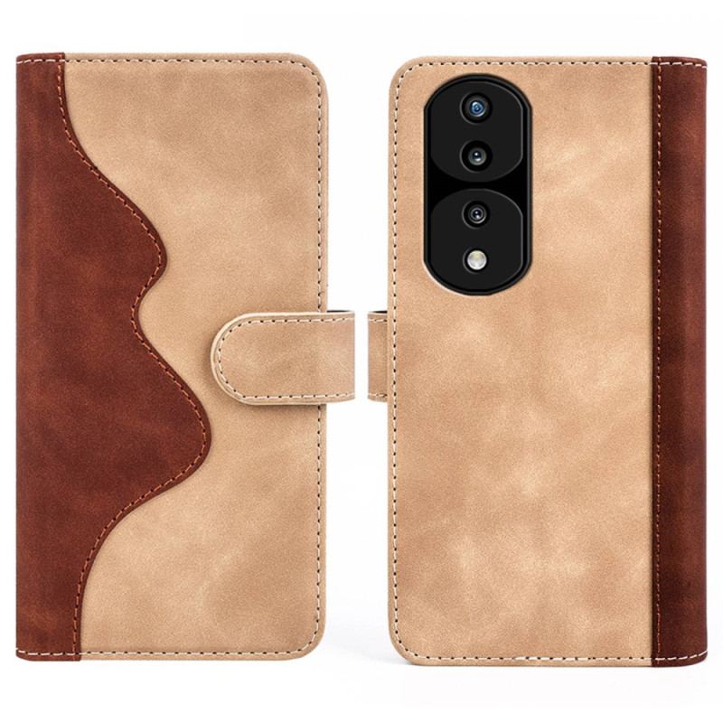 Capa Flip Para Honor 70 Estilo De Couro Ondulado