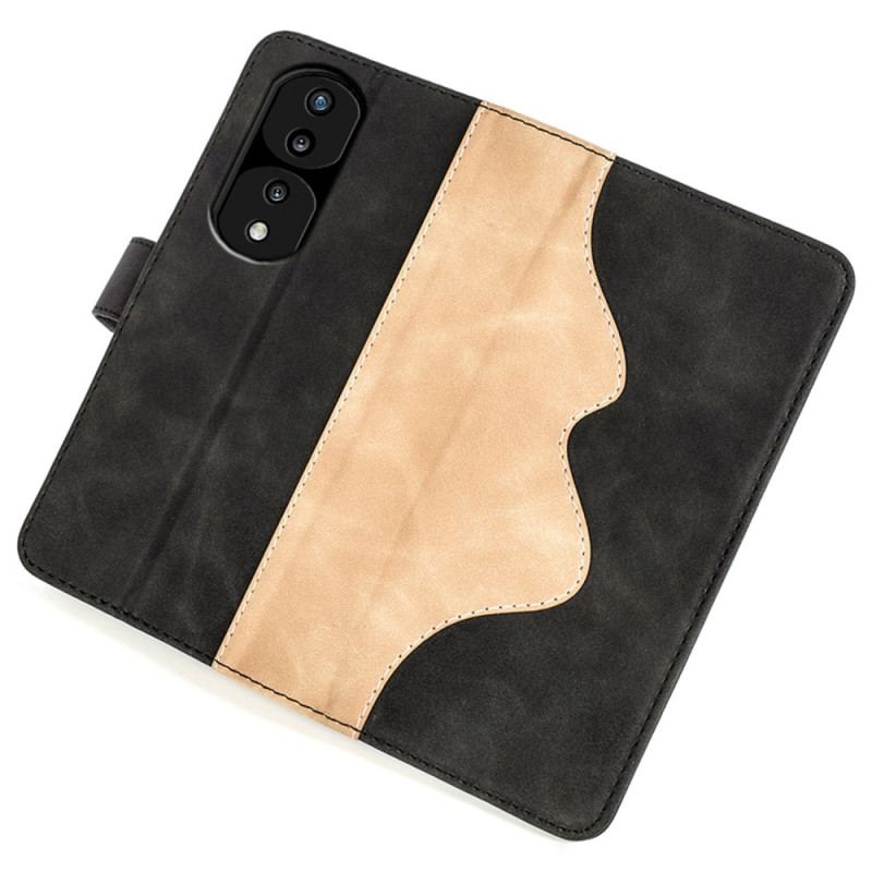 Capa Flip Para Honor 70 Estilo De Couro Ondulado