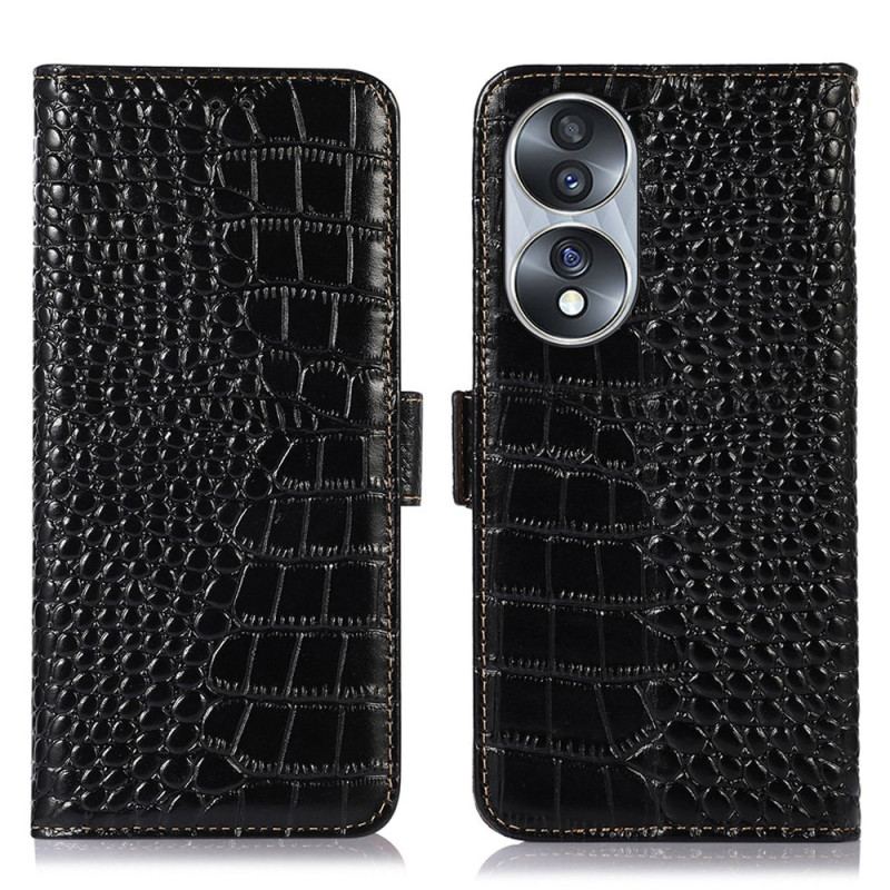 Capa Flip Para Honor 70 Rfid Estilo Crocodilo