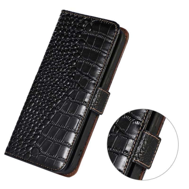 Capa Flip Para Honor 70 Rfid Estilo Crocodilo