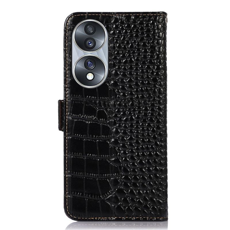 Capa Flip Para Honor 70 Rfid Estilo Crocodilo