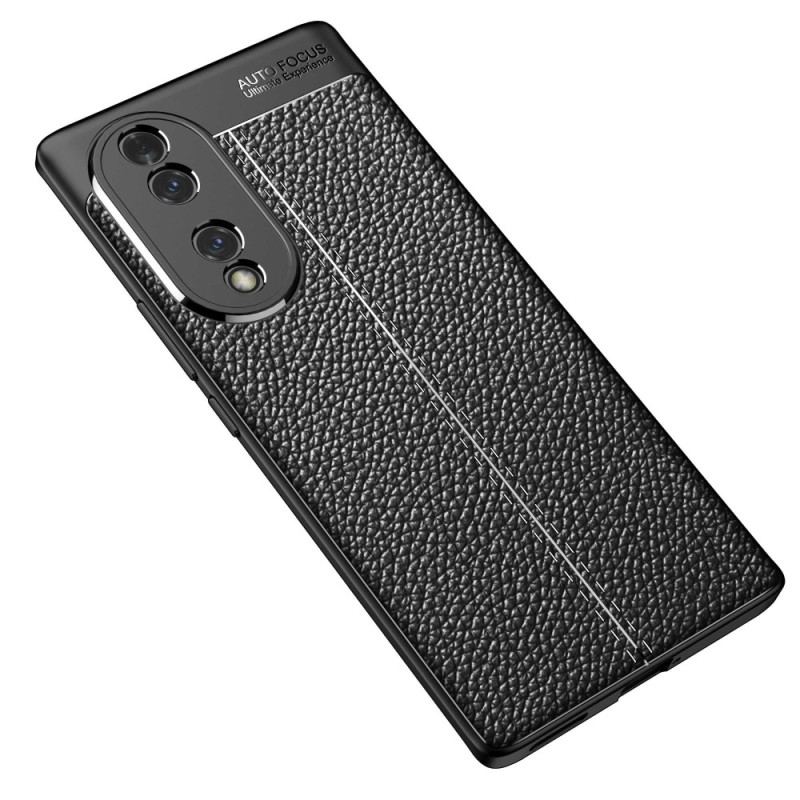 Capa Para Honor 70 Linha Dupla Efeito Couro Litchi