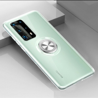 Capa De Celular Para Huawei P40 Anel De Metal Simples Transparente