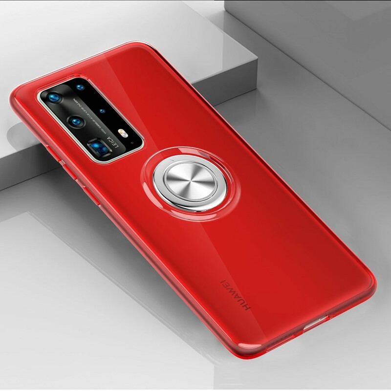 Capa De Celular Para Huawei P40 Anel De Metal Simples Transparente