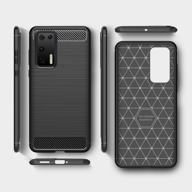 Capa De Celular Para Huawei P40 Fibra De Carbono Escovada