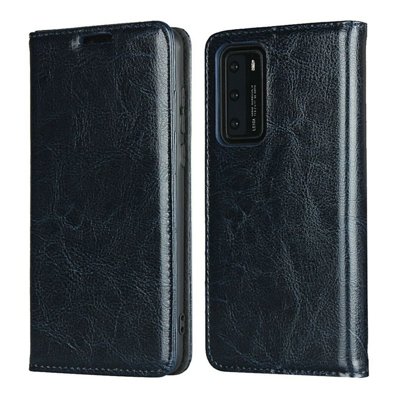 Capa De Celular Para Huawei P40 Flip Couro Legitimo