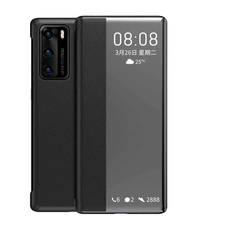 Capa De Celular Para Huawei P40 Janela De Couro Falso