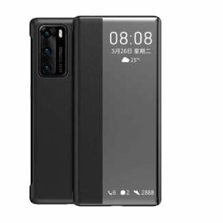 Capa De Celular Para Huawei P40 Janela De Couro Falso