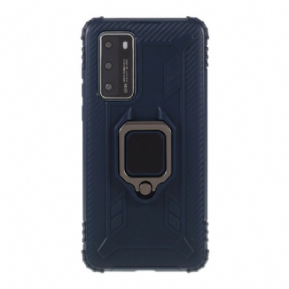 Capa Para Huawei P40 Anel E Fibra De Carbono