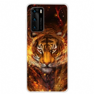 Capa Para Huawei P40 Tigre De Fogo