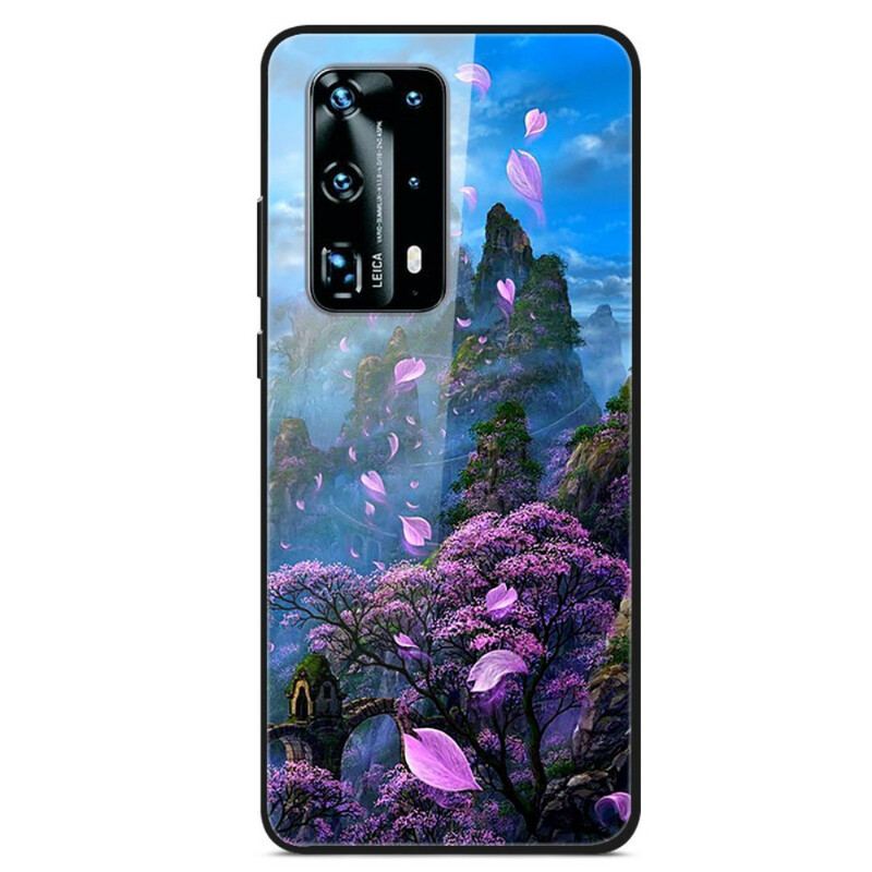 Capa Para Huawei P40 Vidro Temperado De Paisagem De Fantasia