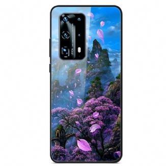 Capa Para Huawei P40 Vidro Temperado De Paisagem De Fantasia