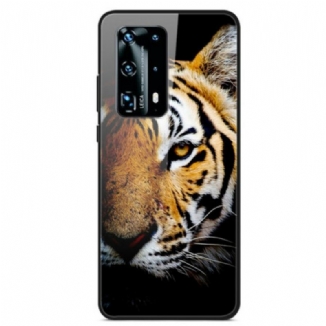 Capa Para Huawei P40 Vidro Temperado Tigre Realista