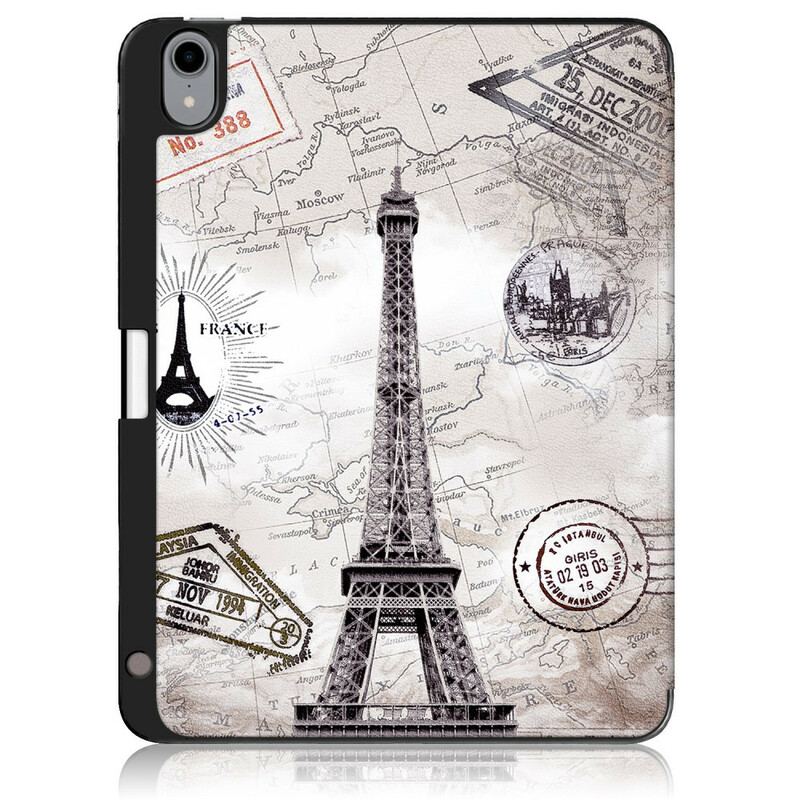 Capa De Celular Para iPad Air (2022) (2020) Torre Eiffel Retrô Com Suporte Para Caneta