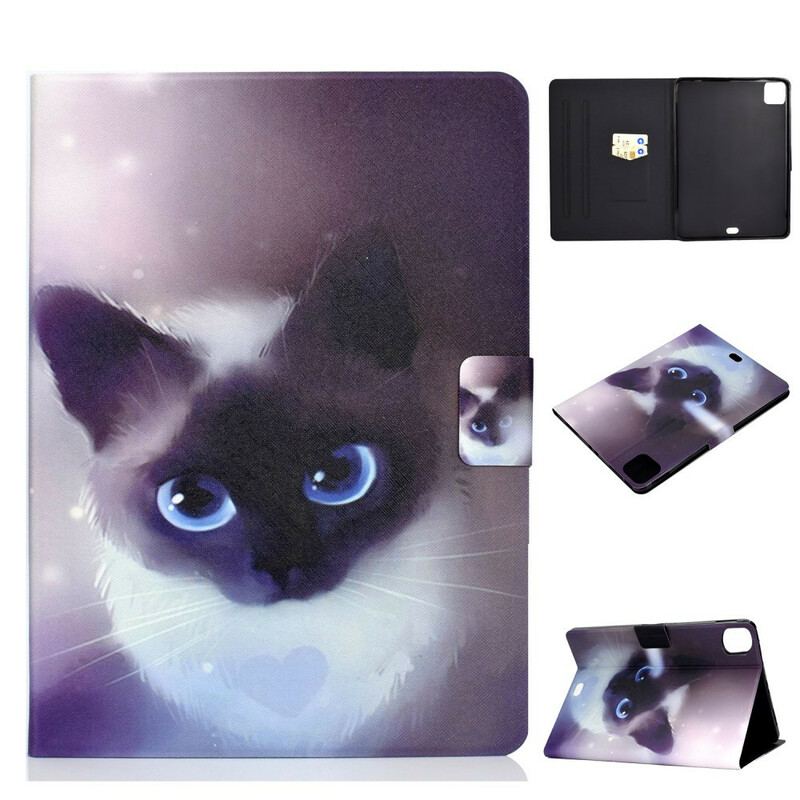 Capa Flip Para iPad Air (2022) (2020) Gato De Olhos Azuis