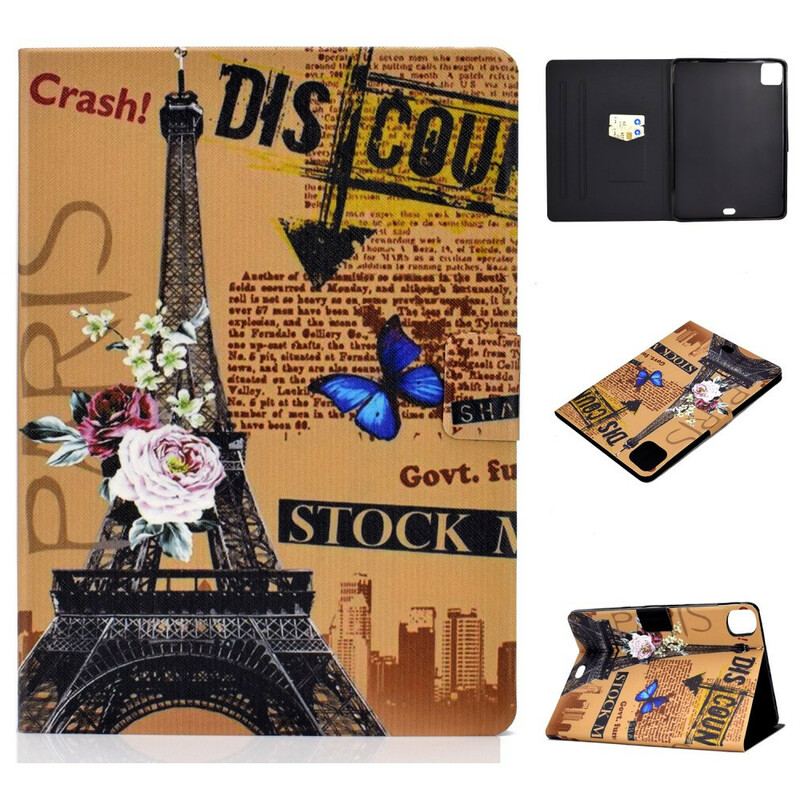 Capa Folio Para iPad Air (2022) (2020) Torre Eiffel Floral