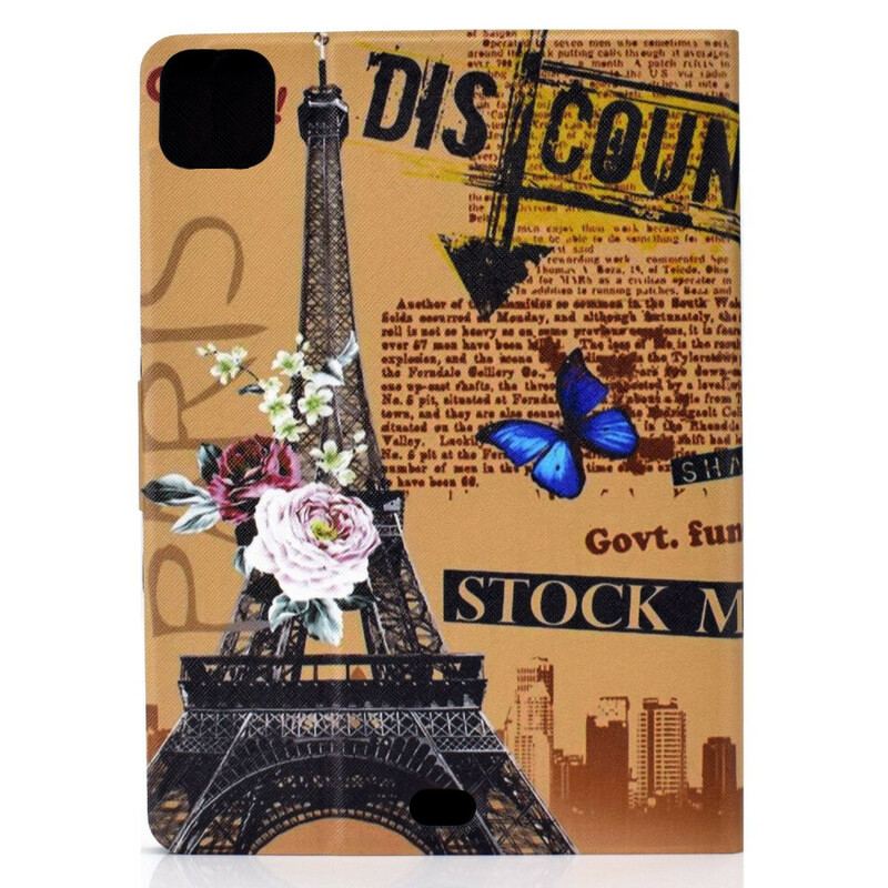 Capa Folio Para iPad Air (2022) (2020) Torre Eiffel Floral