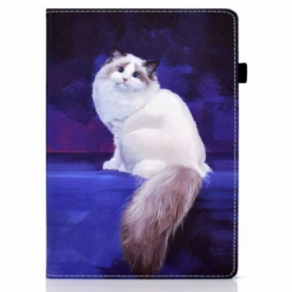 Capa Proteção Para iPad Air (2022) (2020) Gato Branco