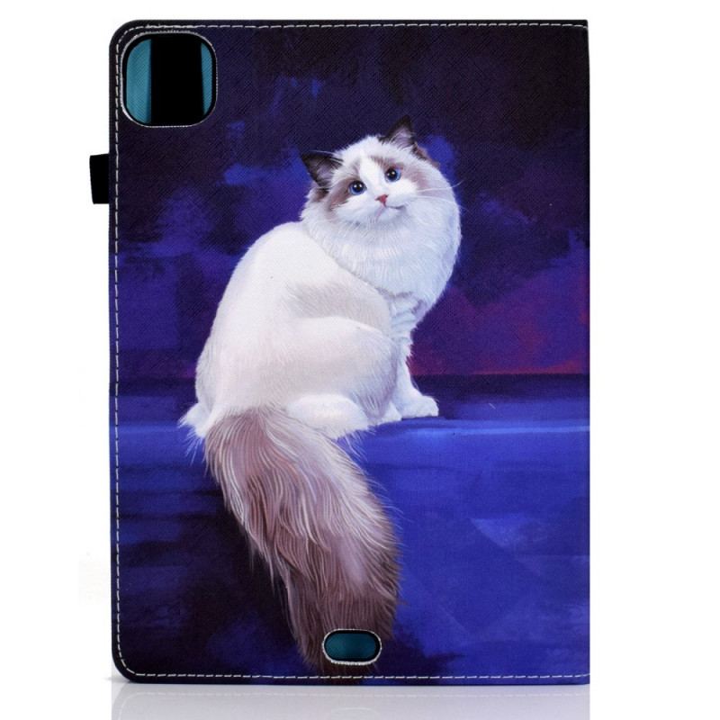 Capa Proteção Para iPad Air (2022) (2020) Gato Branco