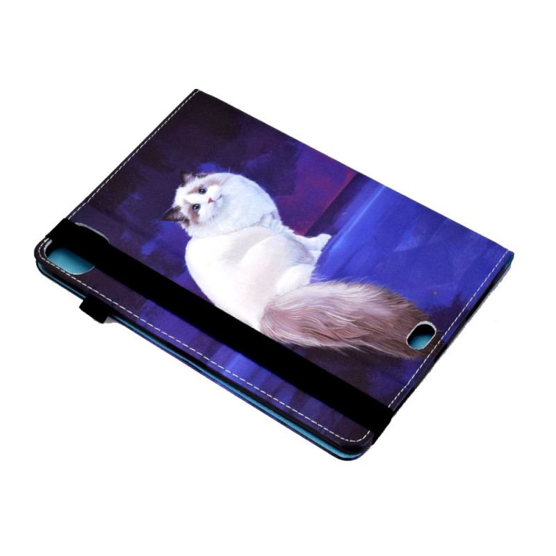 Capa Proteção Para iPad Air (2022) (2020) Gato Branco