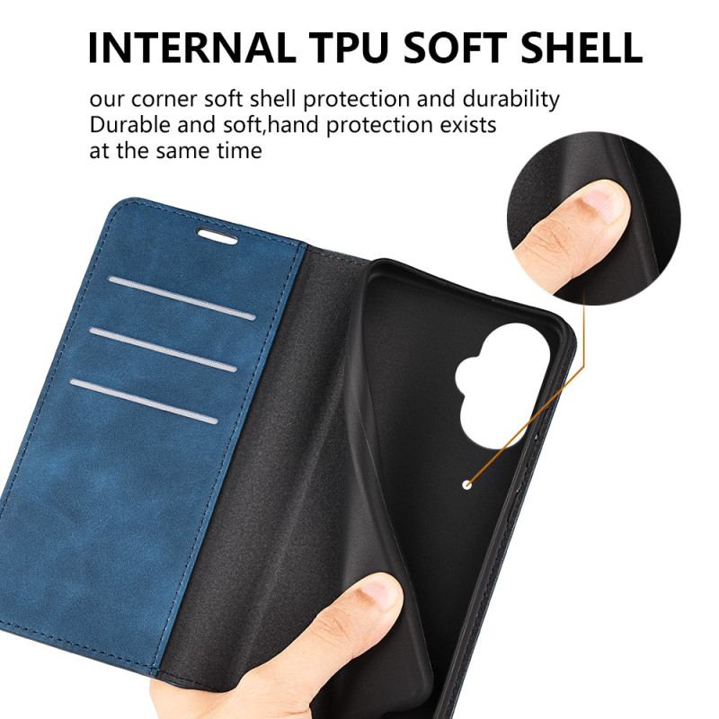 Capa De Celular Para OnePlus Nord CE 3 Lite 5G Flip Efeito Couro Liso