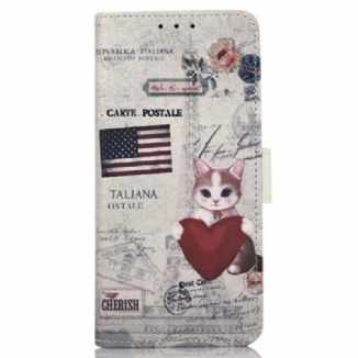 Capa Flip Para OnePlus Nord CE 3 Lite 5G Gato Viajante