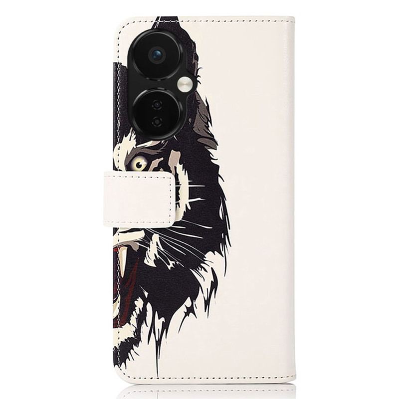 Capa Folio Para OnePlus Nord CE 3 Lite 5G Tigre Feroz