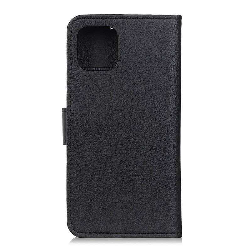 Capa De Couro Para iPhone 12 Pro Max Costura Retrô Litchi De Couro Falso