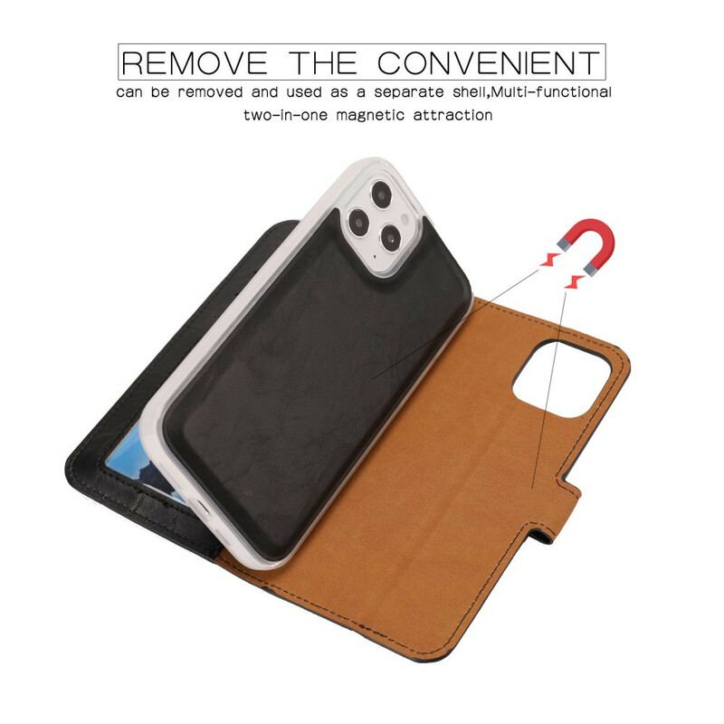 Capa Capa De Couro Para iPhone 12 Pro Max Estilo De Couro Envelhecido Destacável