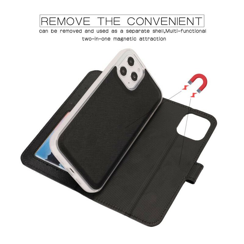 Capa Capa De Couro Para iPhone 12 Pro Max Texturizado Com Destacável