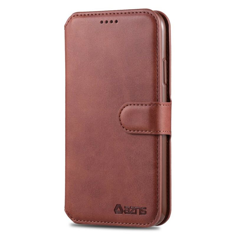 Capa Em Pele Para iPhone 12 Pro Max Efeito Couro Azns