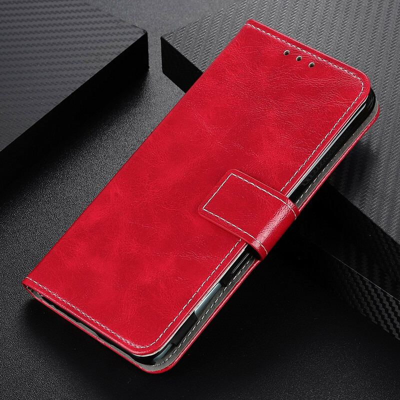 Capa Flip Para iPhone 12 Pro Max Costuras Brilhantes E Expostas