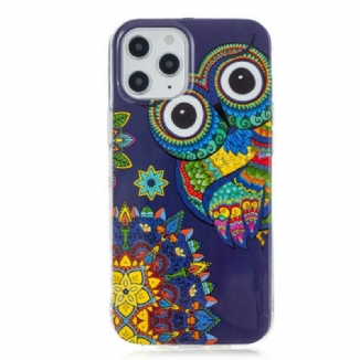 Capa Para iPhone 12 Pro Max Mandala Coruja Fluorescente